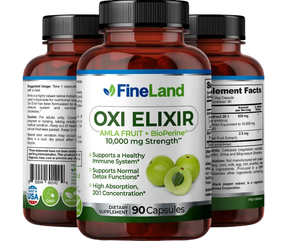 FineLand OXI ELIXIR (Capsules) Supports a Healthy Immune System, Supports Normal Detox Functions, High Absorption 20:1 Concentration Healthcare Fitness