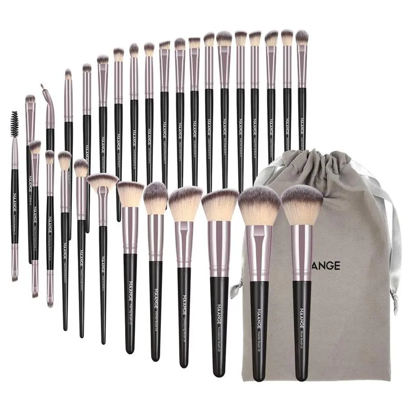 CozyYard 30Pcs Soft Makeup Brush Set with Storage Bag, Plush Bristles, Ergonomic Handle, Portable Case, Foundation Blush Eyeshadow Cosmetic Brushes, Ideal Gift for Girls