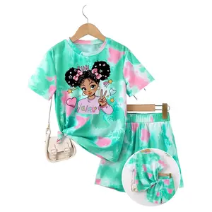 Young Girls' 2pcs Short Sleeve T-Shirt and Shorts Set, Suitable for Casual Attire, Summer, Perfect for Outdoor