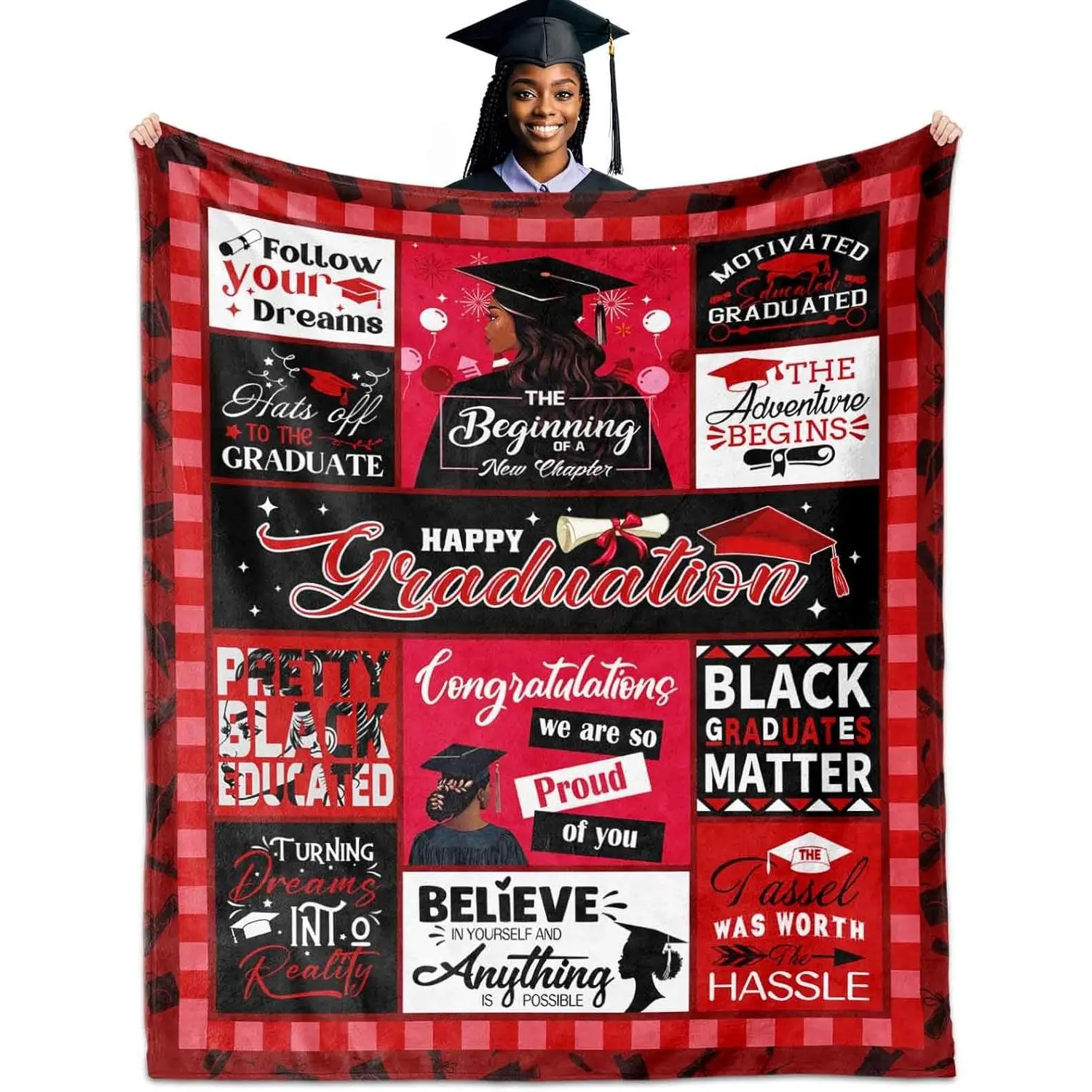 Graduation Gifts for Her, Graduation's Gifts Blanket 60" X 50", African American Graduation's Gift, Black Girl Graduation Gift