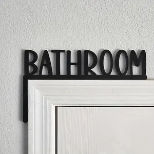 1pc Black Matte "BATHROOM" Metal Sign, Over-the-Door Wall Art, Modern Farmhouse Style, Wedding/Home Decor, No Tools Easy Installation