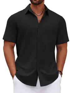 COOFANDY Men's Button Down Short Sleeve Shirt Casual Cotton Summer Beach Wedding Shirts with Pocket