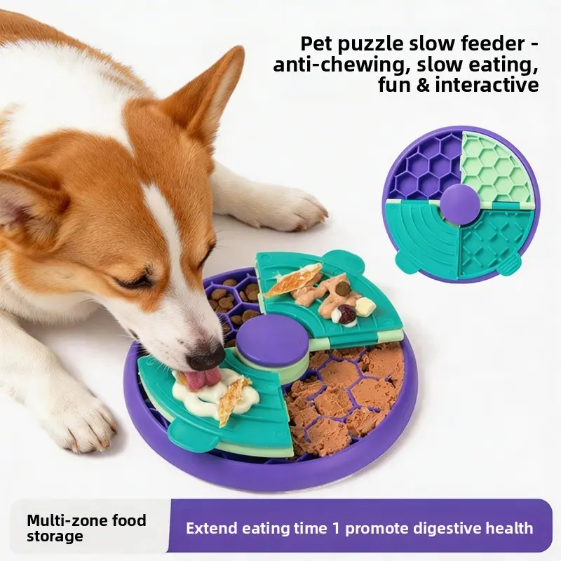 Pet intelligence slow feeder dog interactive toy anti-choking multi-zone food hiding training food plate pet supplies