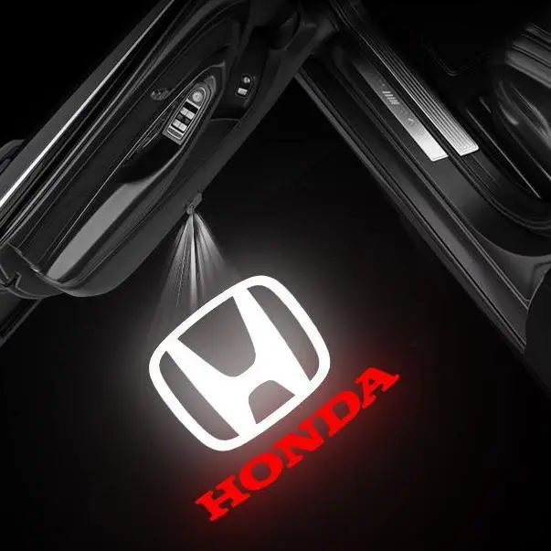 2pcs Honda Car Door Logo Projector LED Lights, ABS Shell with Carbon Fiber Patterns, Eco-Friendly, Replaceable Patterns, Batteries (Requires 3 AA Batteries), Power-Off Protection, Easy-To-Use Power Switch Button, Car Accessories Lamp, Car Led Lights