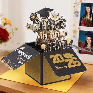2026 Graduation Pop Up Card – 3D Happy Graduation Card with Envelope, Congrats Grad Cards for Him Her High School or College Graduate, Money & Gift Card Holder