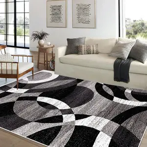 Curved Line Pattern Modern Geometric Rug, Non-slip Soft Absorbent Floor Mat, Decorative Carpet for Home Living Room Bedroom Kitchen Bathroom