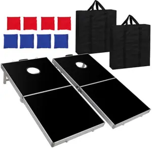 Answer E 4FT x 2FT/ 3FT x 2FT Cornhole Boards Set Aluminum Outdoor Game Set Backyard Toss Game with 8 Bean Bags & Case