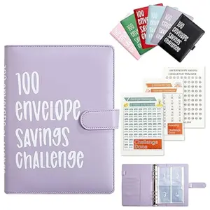100 Envelopes Challenge Binder A5 Money Saving Binder,Easy and Fun Way to Save $5,050,Money Savings Budget Planner Book with Cash Envelopes for Budgeting Planner