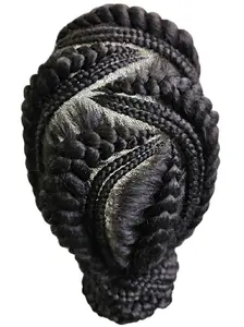 Synthetic Full Lace Cornrow Braided Bun Wig for Women Braided Wigs Glueless Cornrows Braided Updo Style Natural Hairline Lightweight Comfortable Protective Hairstyle for Daily Wear