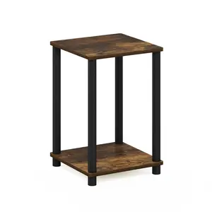 TURN-N-TUBE Amber Pine 2-Tier Side Table, Multi-Functional Coffee Table with Open Shelf, Practical Storage for Bedrooms, Small Spaces