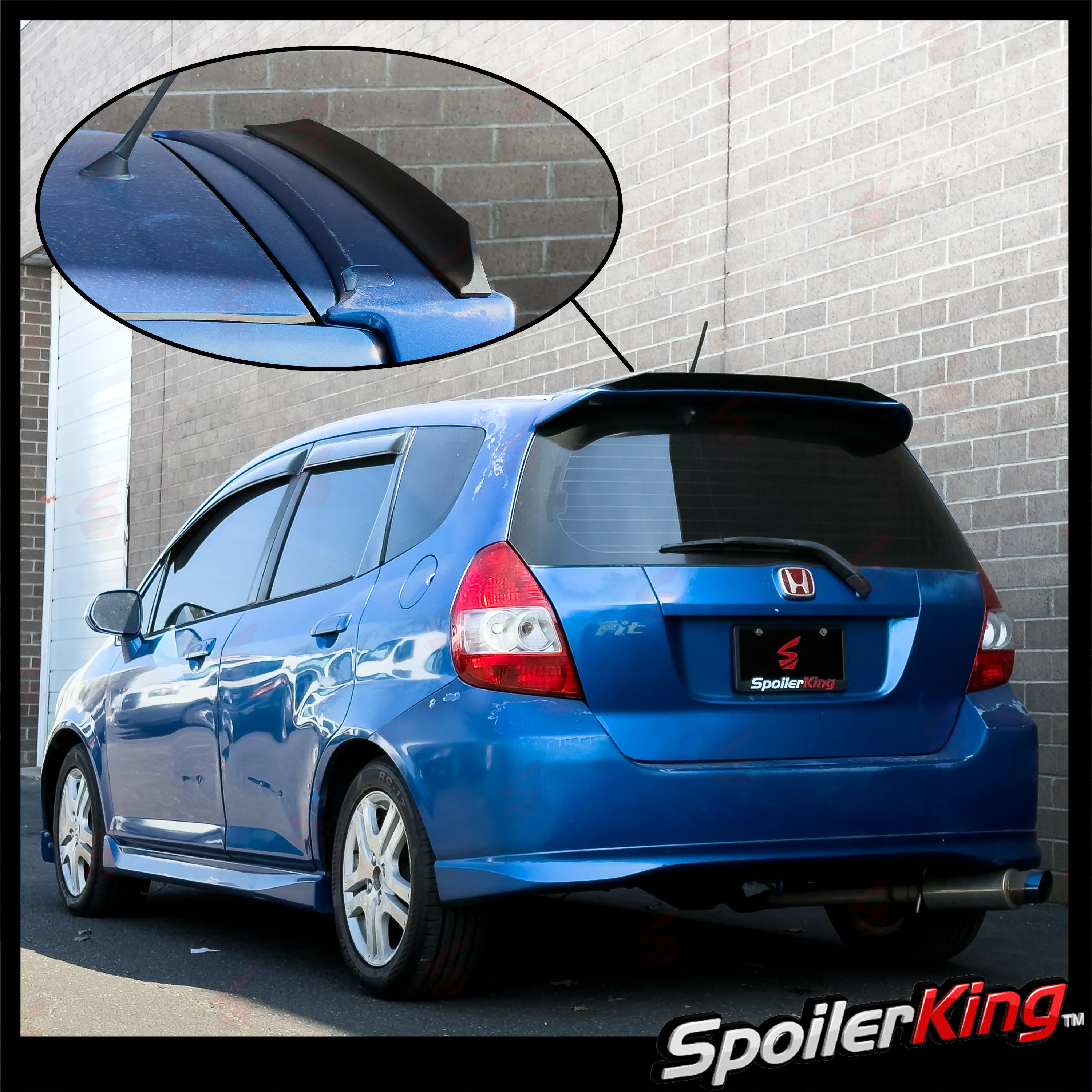Polyurethane Add-on Spoiler, Sharp Duckbill Style (284P) with Self-Adhesive Tape, Flush Mount Aesthetic Boost & Downforce Adder for Honda Fit 2001-2008