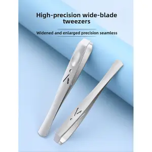 High-Precision Slant Tip Tweezers - Stainless Steel Wide Blade Eyebrow Tweezers, Professional Seamless Grip Tweezers for Eyebrow Shaping, Facial Hair Removal & Ingrown Hair
