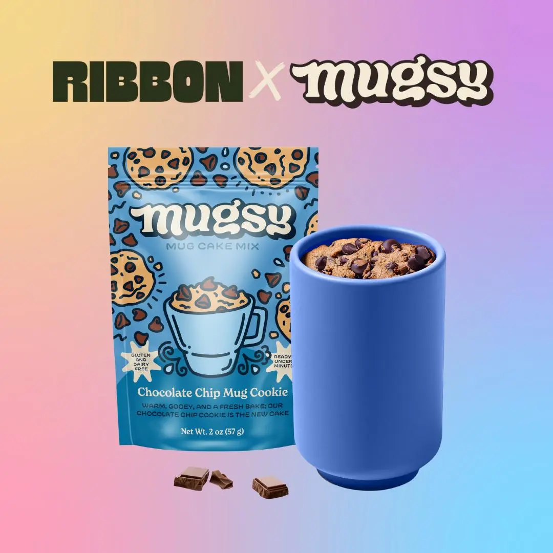 Chocolate Chip Mug Cookie Set with Silicone Cup – Microwave Mug Cake Mix Dessert Kit | Easy Single Serve Baking Kit | Reusable Blue Silicone Mug