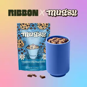 Chocolate Chip Mug Cookie Set with Silicone Cup – Microwave Mug Cake Mix Dessert Kit | Easy Single Serve Baking Kit | Reusable Blue Silicone Mug