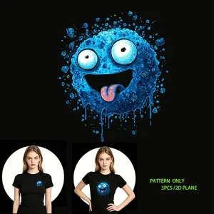 Blue Monster DTF Heat Transfer Vinyl, DIY T-Shirt Iron-On Sticker, Fashionable Design for Clothes, Hats, Bags, Washable & Reusable, Creative Apparel Accessories