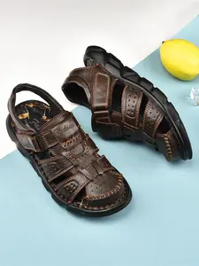 Men's Vintage Fashionable Leather Sandals, Lightweight Sandal, Casual Comfortable Breathable Sandals for Beach, Outdoor Sports Sandals for Daily Wear, Walking Shoes