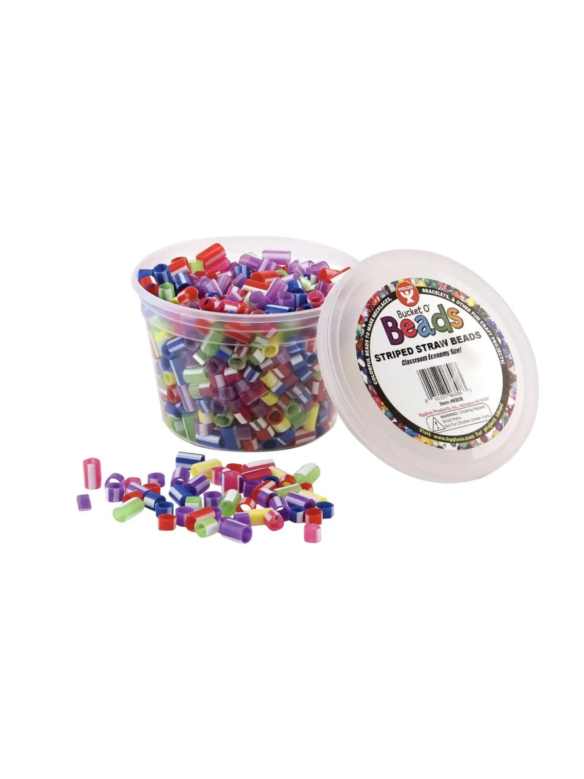 Hygloss Striped Straw Beads, Assorted Colors, 1000 Pcs Drinkware Accessory for Kitchenware Beverage Use
