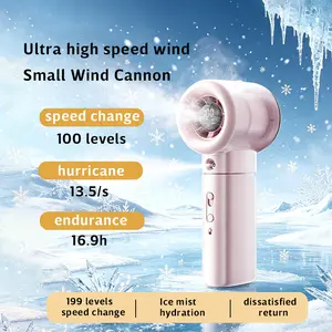 Handheld fan, portable water mist air conditioner, ultra-powerful, silent, desktop, mini, rechargeable, small cooling device，Mini handheld, can be hung on the neck or placed on the desktop, 2026 Summer Gifts for Women，pink