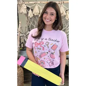 Tees2urdoor Women's Short-Sleeve Lightweight Fashion Statement T-Shirt, Breathable Casual Graphic Clothes for Teachers