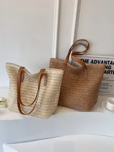 New Large Capacity Woven Bag Spring Summer Beach Vacation Knit Bag Fashion Versatile Shoulder Bag Small Unique Underarm Tote Bag Beach Bags