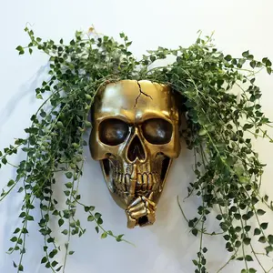 Gothic Skull Planter - Wall or Table Top,   Skull  Vase with Drainage, Spooky Indoor/Outdoor