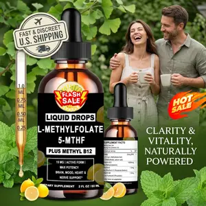 Methylfolate 15mg Liquid Drops with Methyl B12 & B Complex – Active 5-MTHF, MTHFR Support, Methylation, Mood & Energy | Sublingual | Lemon Flavor | 2 fl oz