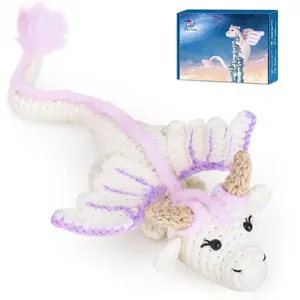 Crochet Kit for Beginners and Adults with Step-by-Step Video Tutorials DIY Crochet Animal Knitting Supplies Purple Dragon (40%+ Yarn)