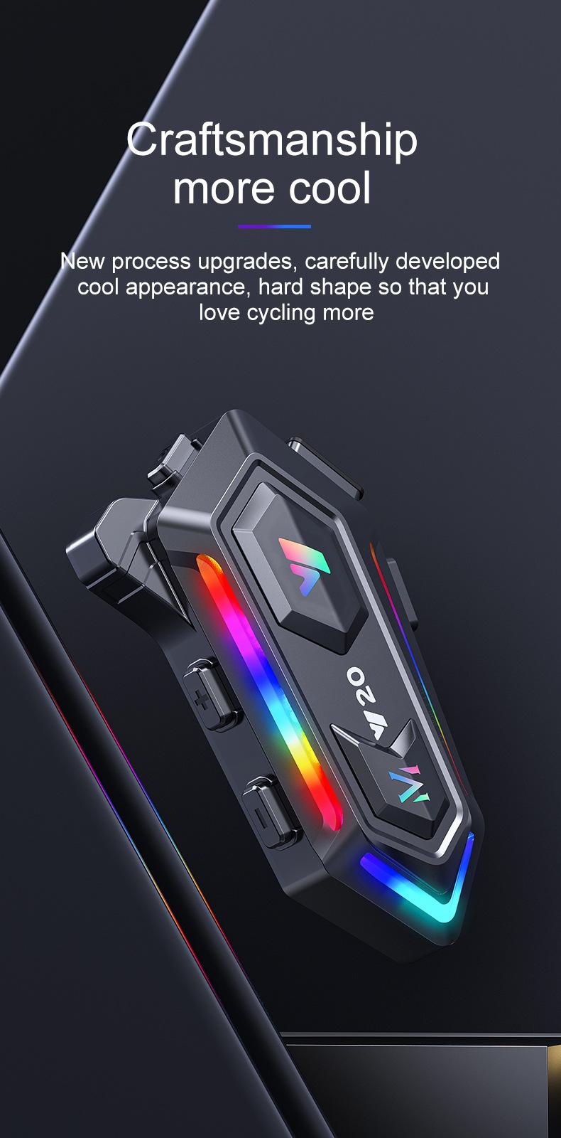 2026 NEW Motorcycle Helmet Bluetooth Headset, RGB Dazzling Lights, IPX6 Waterproof, Bluetooth 5.3, 1000mAh 25H Playtime, Noise Reduction, Hands-Free Call for Motorbike Riding