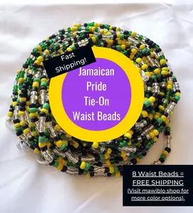 Jamaican Pride Tie-On African Waist Beads