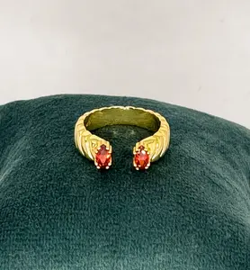 Celestial Jewels, KLEOPATRA Adjustable Twisted Blue/Garnet Gemstone Ring – Handmade 925 Sterling Silver Jewelry with Gold Plating, Elegant and Dainty