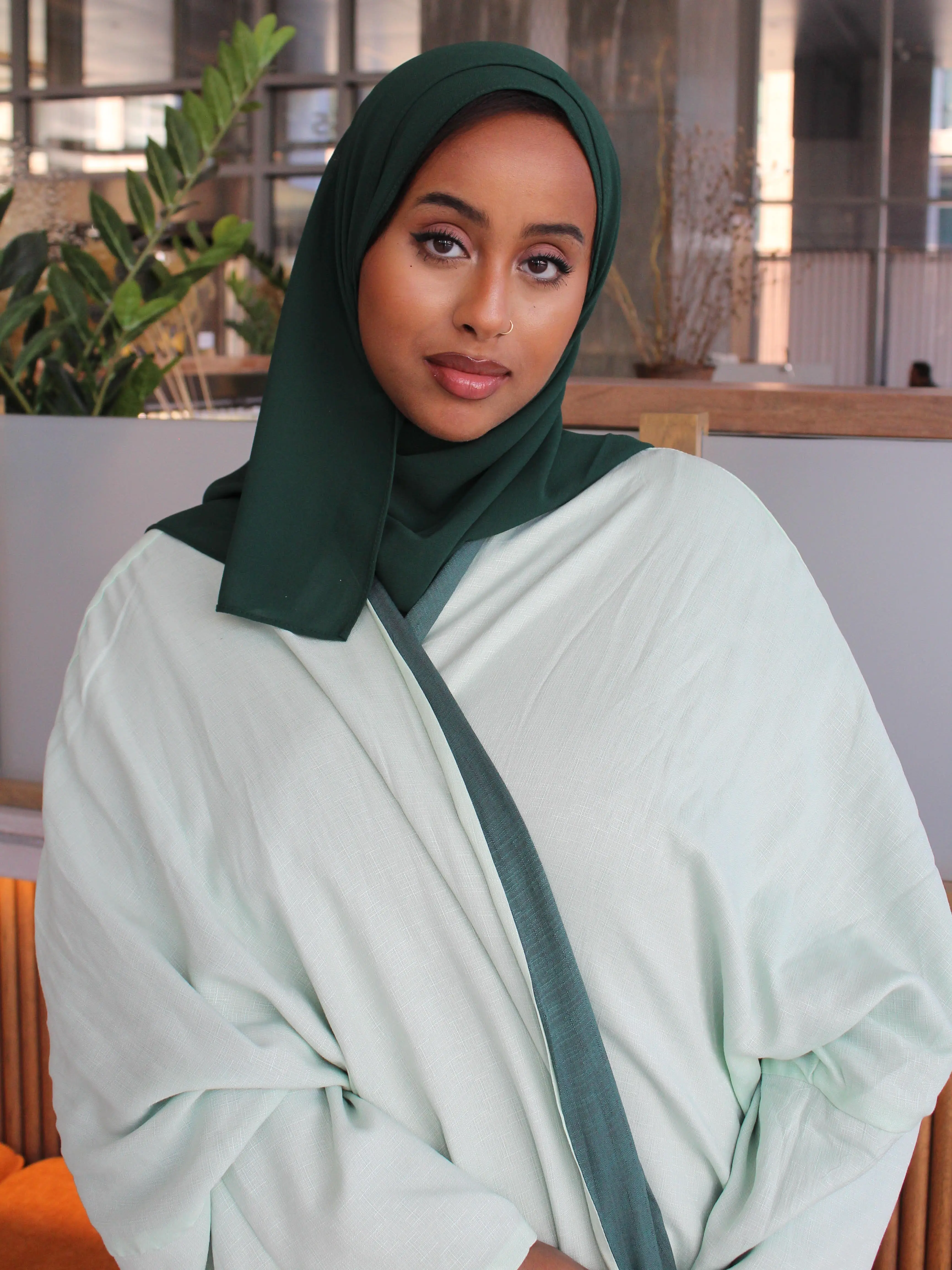 Muslim Women Green Reversible Abaya 3 piece set Womenswear
