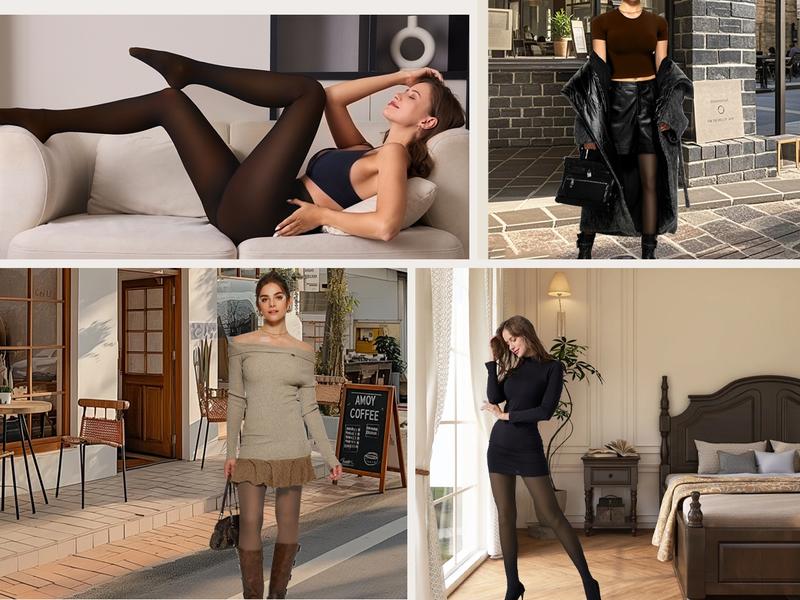 OEAK Women Fleece Lined Leggings Sheer Fake Translucent Pantyhose Thermal High Waisted Footed Opaque Tights OEAK Women Fleece Lined Leggings Sheer Fake Translucent Pantyhose Thermal High Waisted Footed Opaque Tights