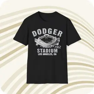 Throwbackmax Dodger Stadium 1962 Classic Cut Baseball T-Shirt - LA Dodgers