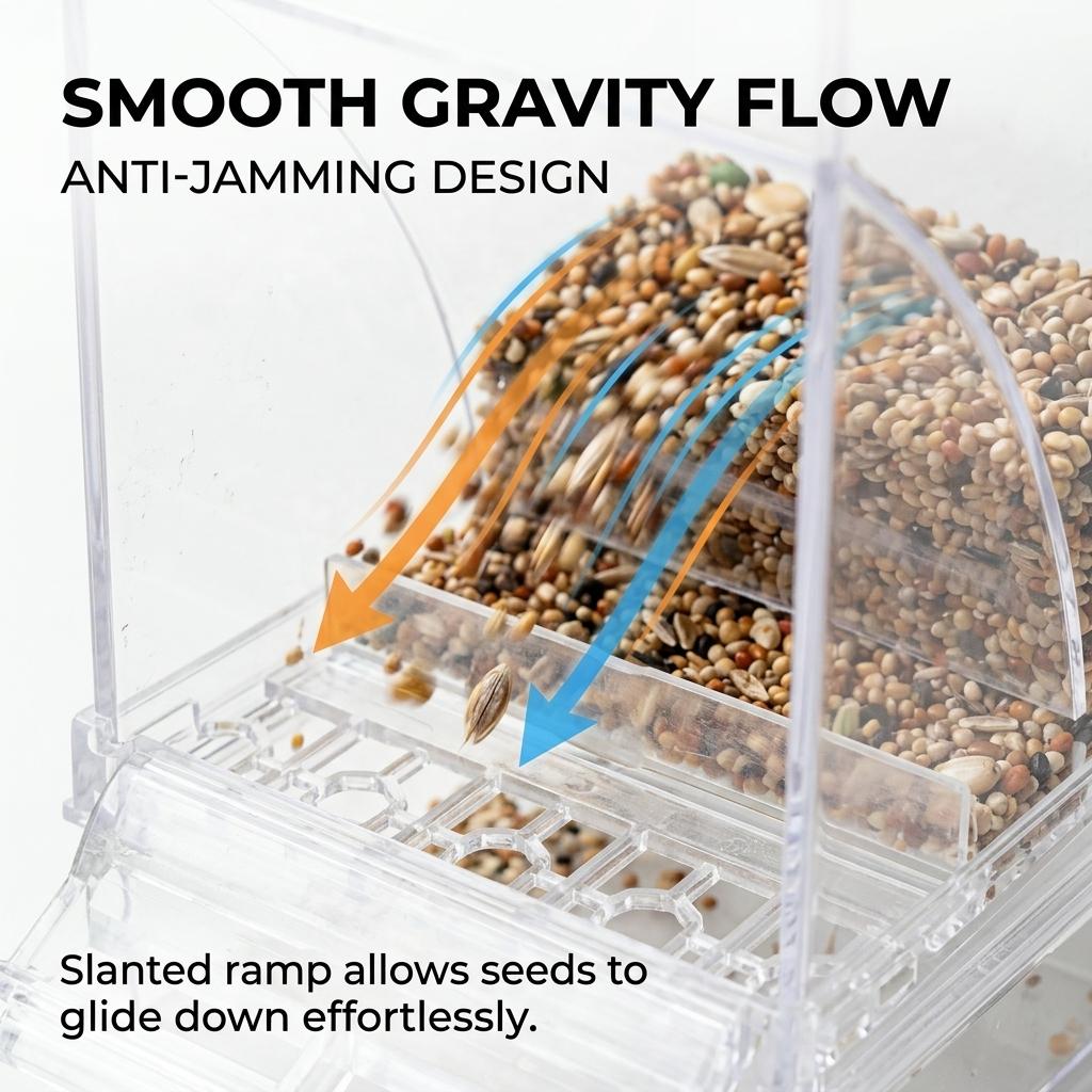 Auto Refill Bird Feeder Large Capacity Transparent Acrylic No Mess Seed Dispenser Easy Clean Pet Bird Feeder for Cage Auto Flow