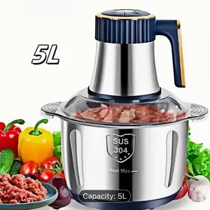 Shariveal 5L 304 Stainless Steel Electric Food Chopper - Multifunctional Kitchen Appliances, Powerful Meat Cutting Device with Stainless Steel Bowl for Meat, Vegetables