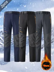 Men's Winter Fleece-Lined Snow Pants, Waterproof & Windproof Work Pants, Outdoor Warm Sports Pants for Hiking, Skiing & Jogging