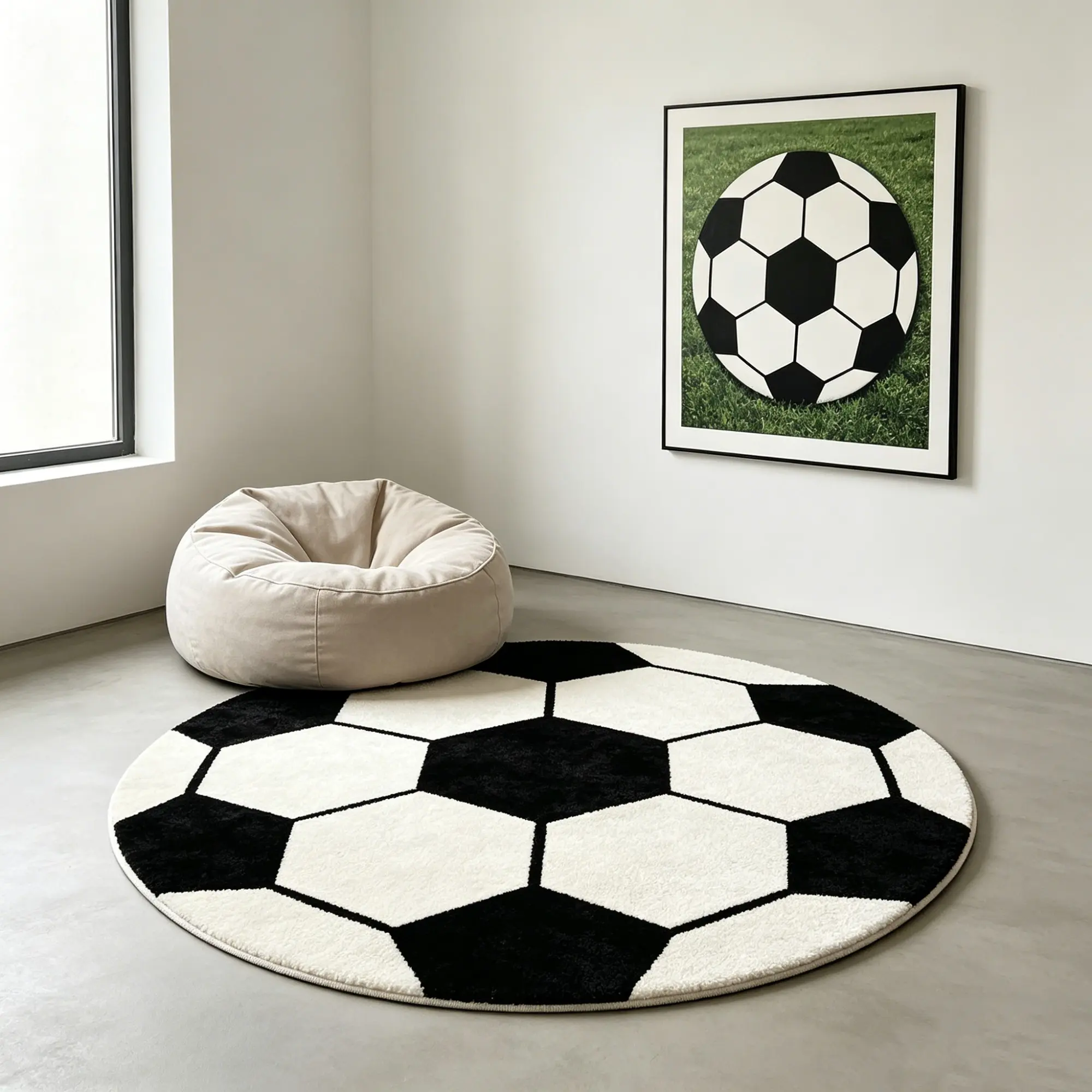 Football Theme Round Rug, Decorative Fluffy Rug, Boy's Room Decor Mat, Living Room Artistic Decoration, Non-Slip Washable Easy Care, Gaming Chair Pad, Fluffy Area Rug, Living Room Rugs, Household Decorative Rug, Floor Rug, Home Decor Rug