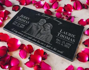 Double Head Stone for Graves | Memorial Garden Stones for Parents | Companion Grave Marker | Couples Tombstone | Husband and Wife Headstone