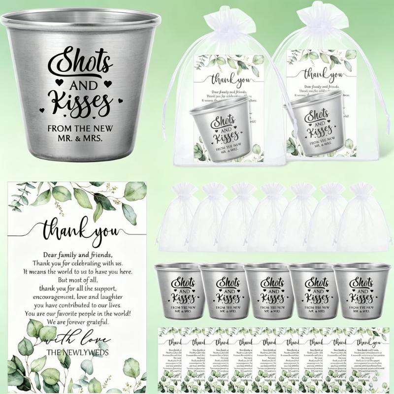 Uiifan 12Set Wedding Favors for Guests, 1.5 oz Stainless Steel Shot Glasses with Thank You Cards & Gift Bags, Shots and Kisses Souvenirs for Wedding Bridal Shower Party Uiifan 12Set Wedding Favors for Guests, 1.5 oz Stainless Steel Shot Glasses with Thank You Cards & Gift Bags, Shots and Kisses Souvenirs for Wedding Bridal Shower Party