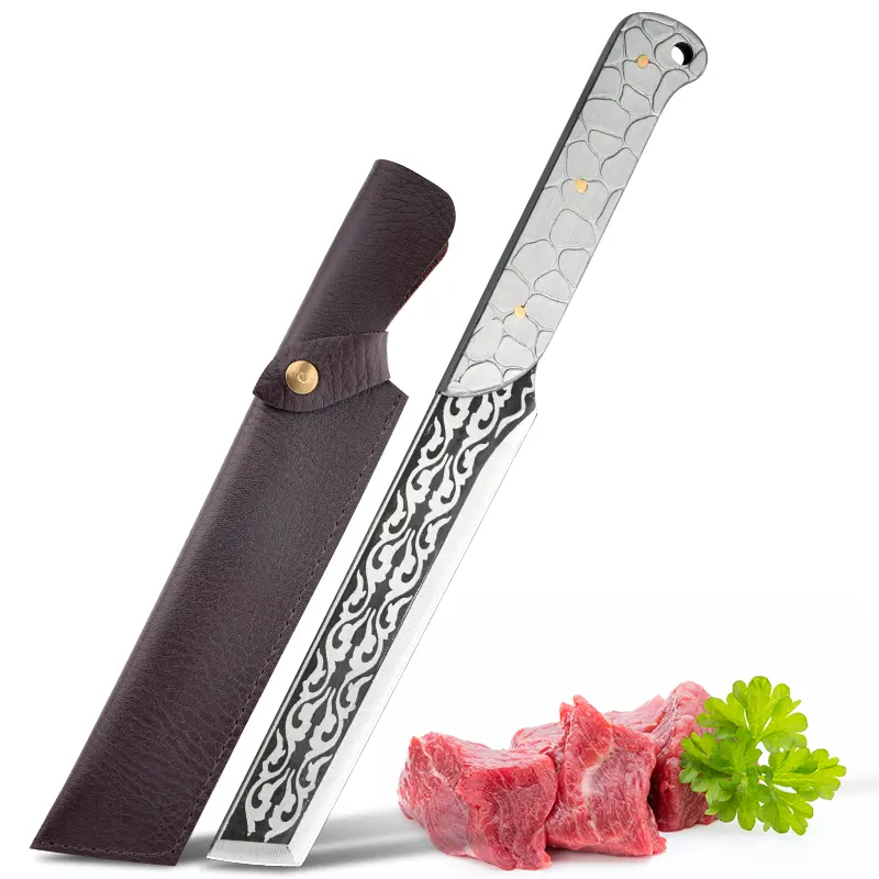 2-Piece Outdoor Multi-Purpose Knife with Sheath BBQ Patio Cutting Steak Specialty Knife Cutting Barbecue Knife Cutting Chicken Wing Knife BBQ Specialty Knife Outdoor Cooking Specialty Knife Outdoor Boning Knife