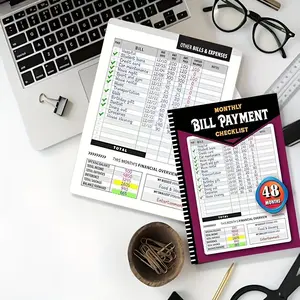 48-Month Bill Payment and Budget Tracking Planner Monthly Financial Organizer Notebook 20cm x 25.3cm Paper Material for Household Expenses and Payments outdoorfun money management