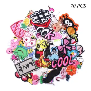 Random 70PCS Funny Iron on Embroidered Patches Various Vibrant Delicate Embroidered Applique for DIY on Clothes, Hats, Bags etc small  patches