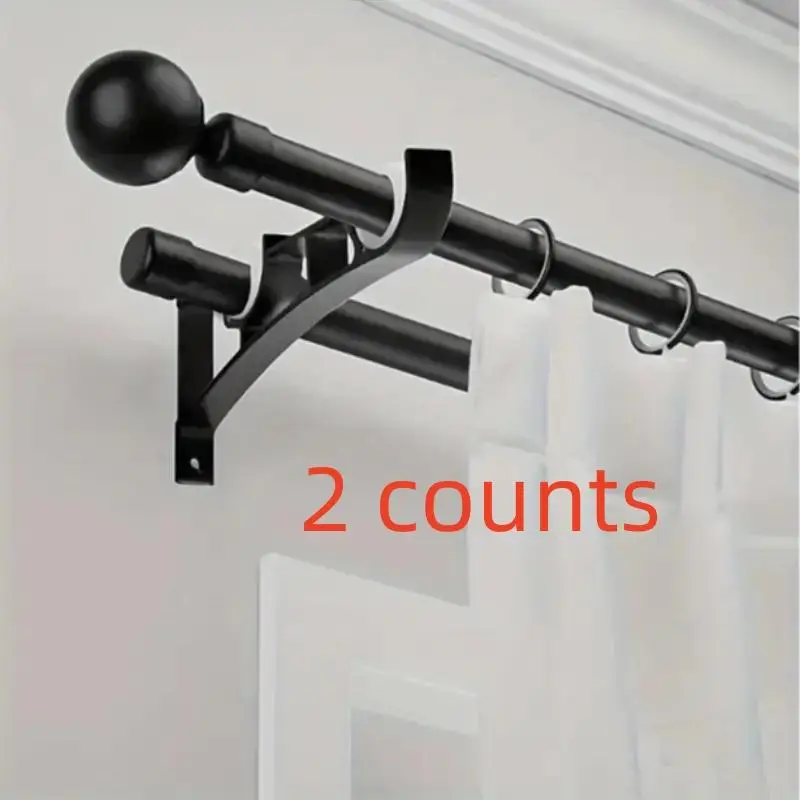 Double Curtain Rod Bracket, Durable Curtain Rod Holder, Universal Window Curtain Rod Accessories, Home Decor Supplies