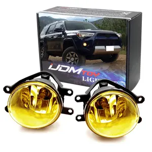 iJDMTOY LH/RH Yellow Lens Halogen Fog Lamps For Lexus is GS ES CT LX RX Toyota Camry Highlander Corolla Prius Scion xA, etc., Driver Passenger Side Assembly w/Halogen Bulbs