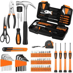 58-Piece Tool Kit Basic Home Repair Tool Set, General Household Hand Tool Kit, Small Tool Kit with Plastic Toolbox