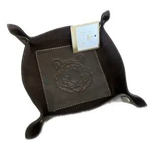 leather embossed valet tray