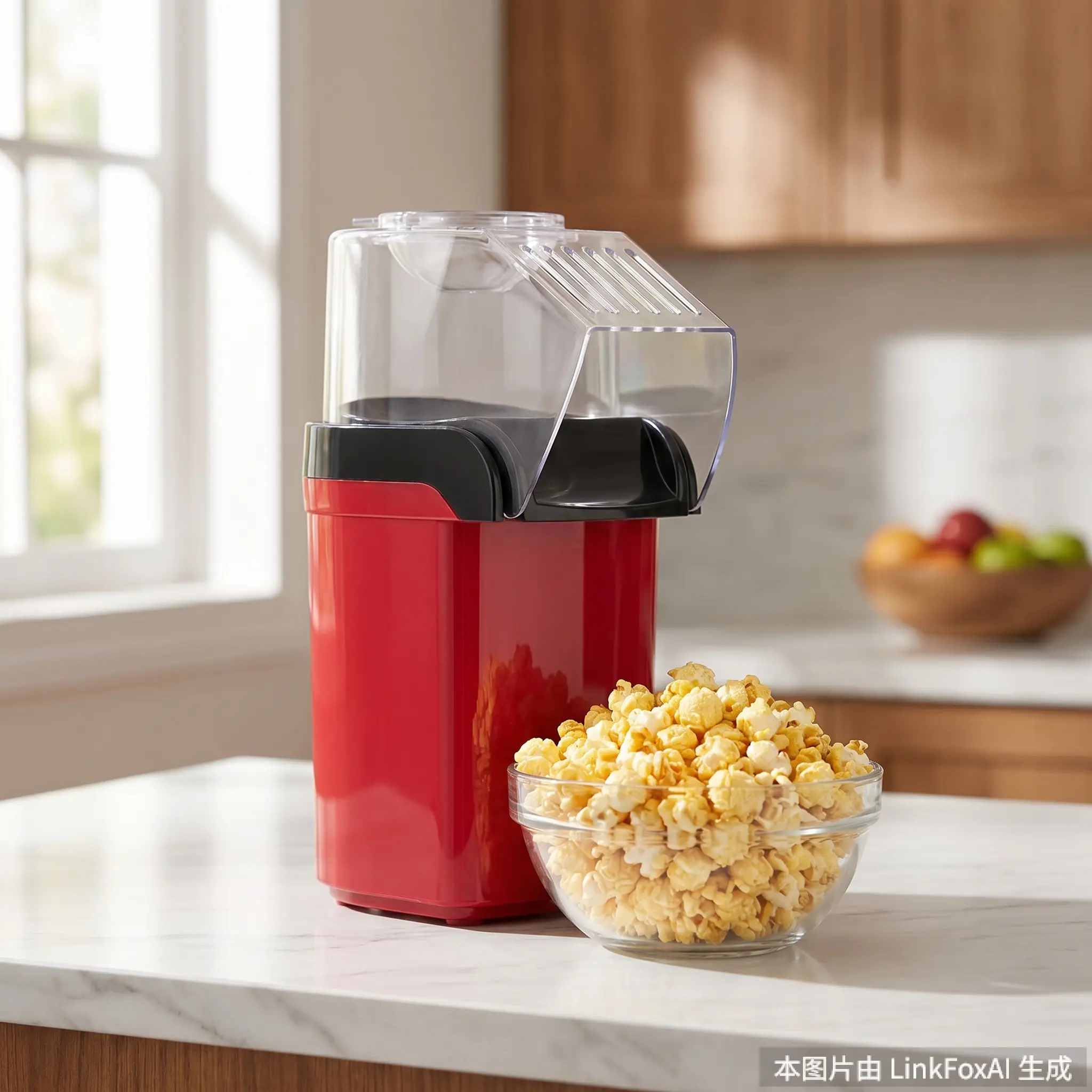 Hot Air Popcorn Maker - 1200W Power, 1-Min Fast Popping, 95% Popping Rate, Low-Calorie Guilt-Free Snack Machine, Includes User Manual, Ideal for Movie Night & Family Gatherings