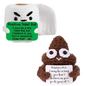 Handmade Toilet Paper and Poop Plush Set, Soft Stuffed Figure, Soft Stuffed Doll, Fun Encouragement Message, Odd Desk Decor, Humorous Mental Health Support Toy, Anxiety Relief Stuffed