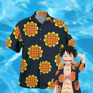 Anime Inspired Sunflower Hawaiian Shirt, Tropical Aloha Button Up, Cosplay Style Shirt, Summer Outfit 2026 #tiktokfashion #aloha #summer #hawaiian