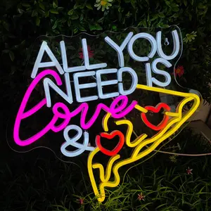 All You Need Is Love Neon Sign, USB Plug Powered LED Glowing Wall Mounted Neon Light, Decoration Lamp for Home Wall Decor, Shop, Restaurant